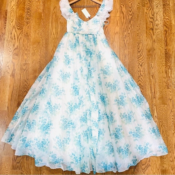 NEW LoveShackFancy Macron Gown Magic Turquoise Floral Gown size 4 - Picture 8 of 14